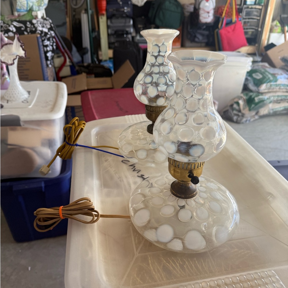 Fenton Glass Lamp Pair - Picture 2 of 3